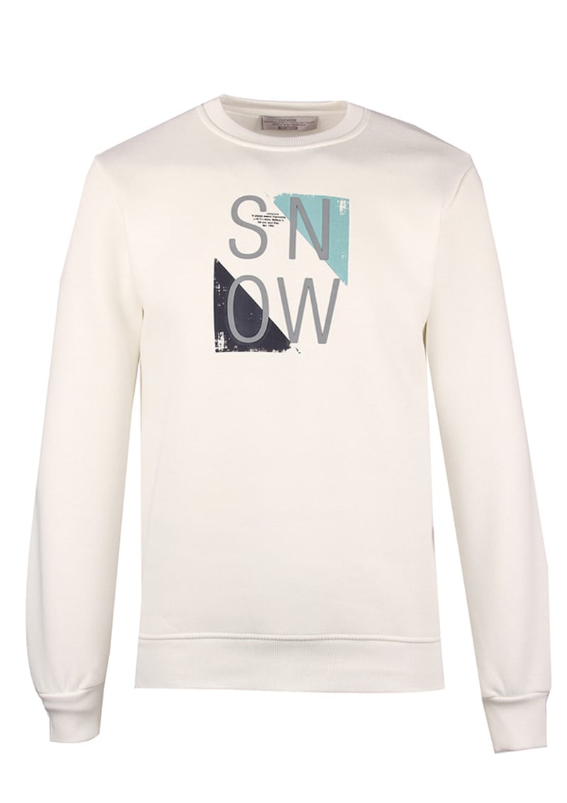 24Kceeo05138 Erkek Beyaz Sweatshirt