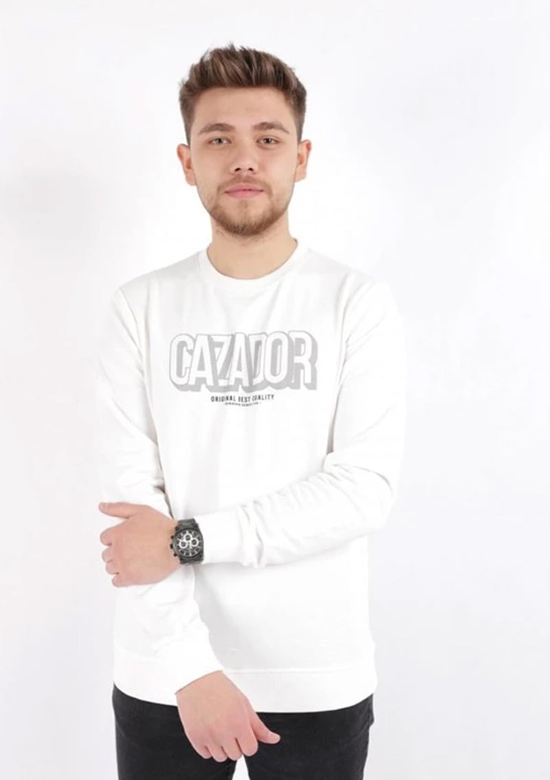 24Kceeo05066 Erkek Beyaz Sweatshirt