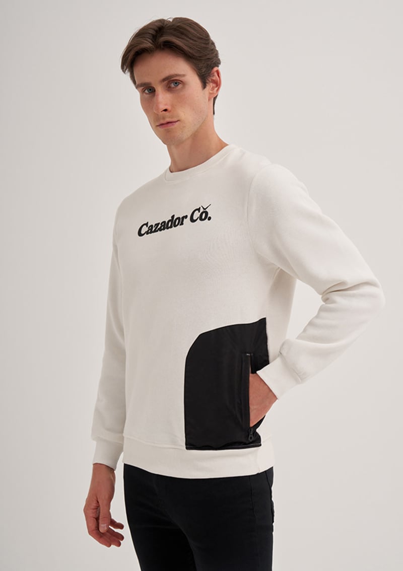 24Kceeo05028 Erkek Beyaz Sweatshirt