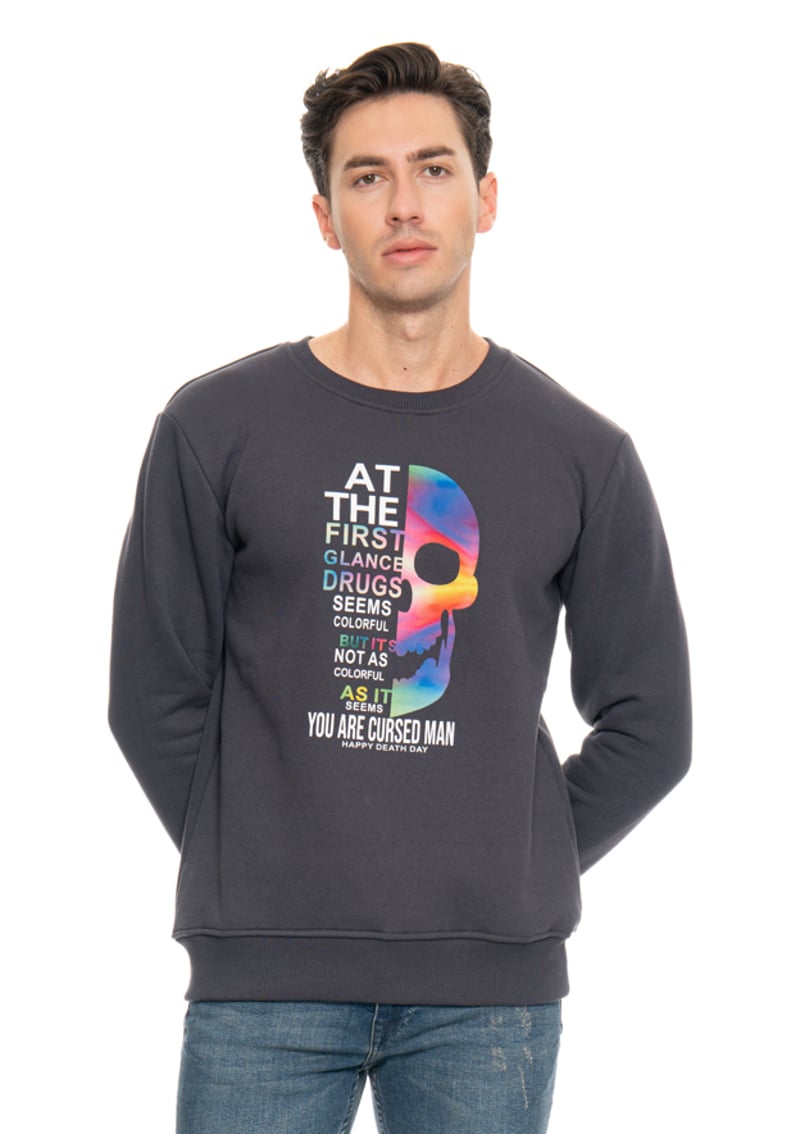 23Sjjskull05 Erkek Füme Sweatshirt