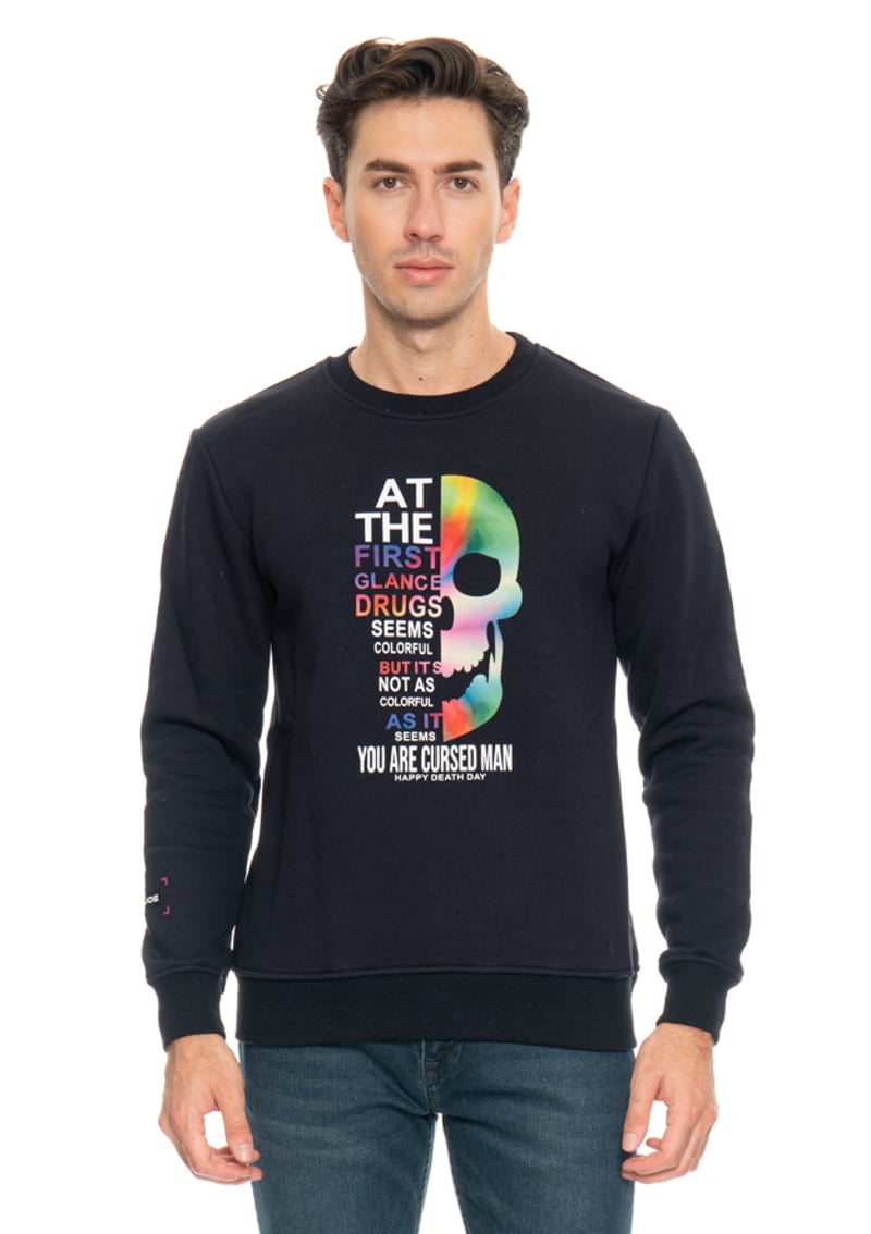 23Sjjskull05 Erkek Lacivert Sweatshirt