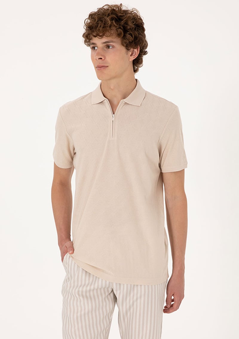 T117009115.2112388 Erkek Bej Regular T-shirt