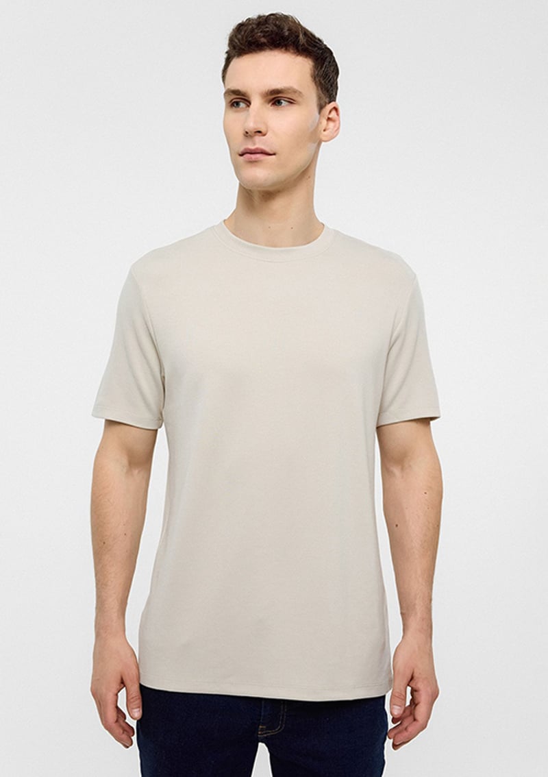 B34S10057 Erkek Bej Regular T-shirt