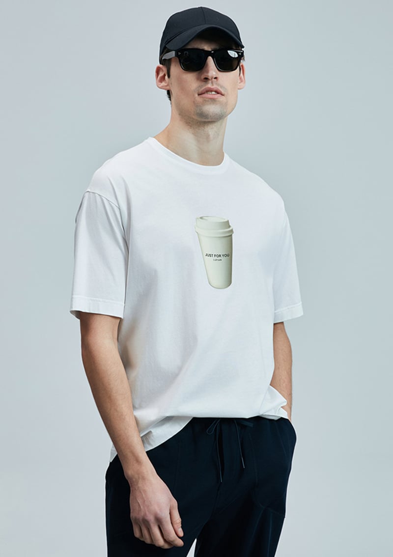 111020252 Erkek Beyaz Basic T-shirt