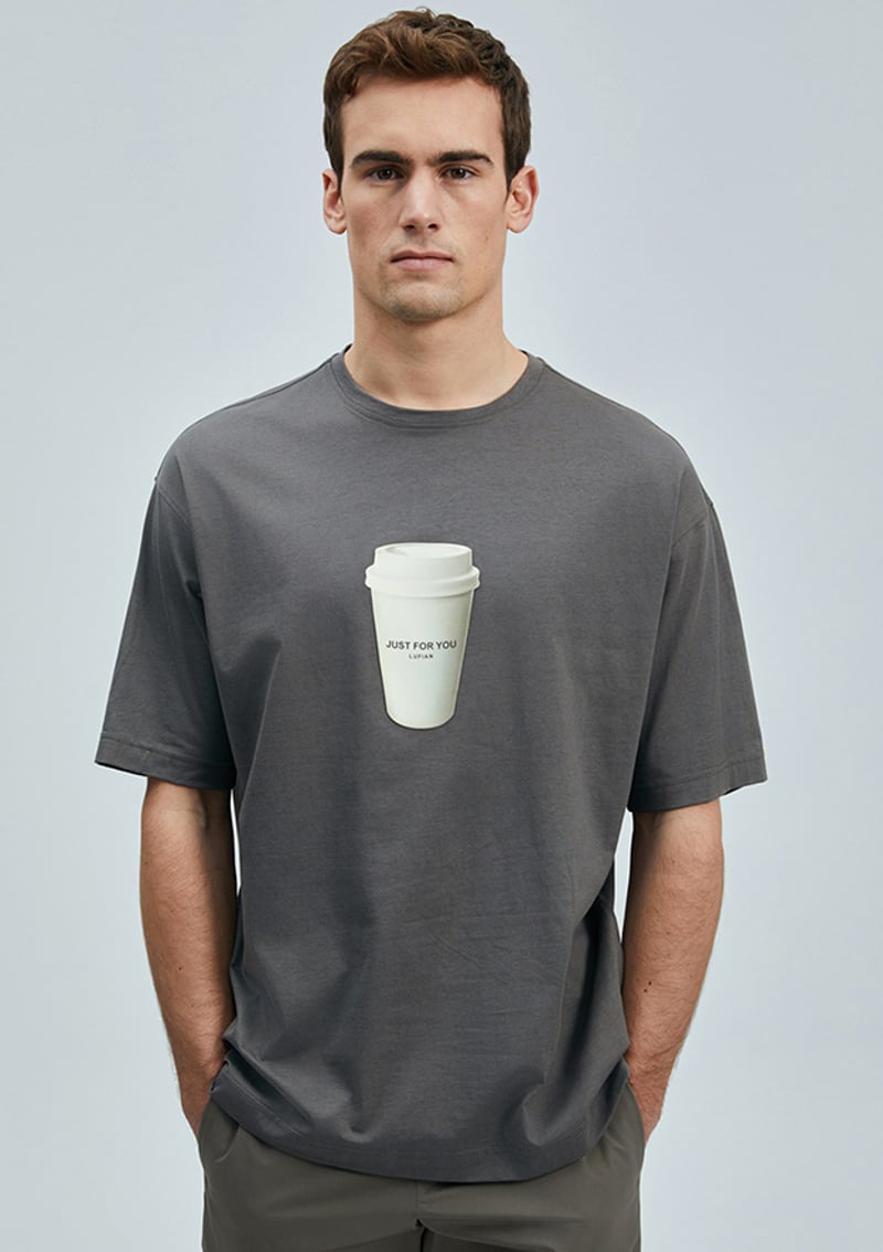 111020252 Erkek Kahverengi Basic T-shirt
