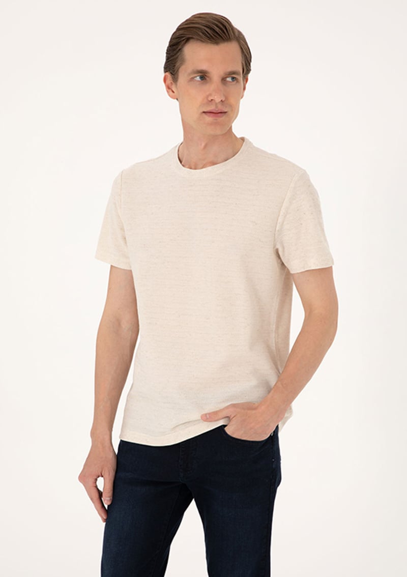 T117007324.2145609 Erkek Bej Regular T-shirt