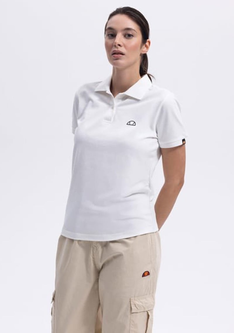 Ef393 Kadın Beyaz Polo Yaka T-shirt