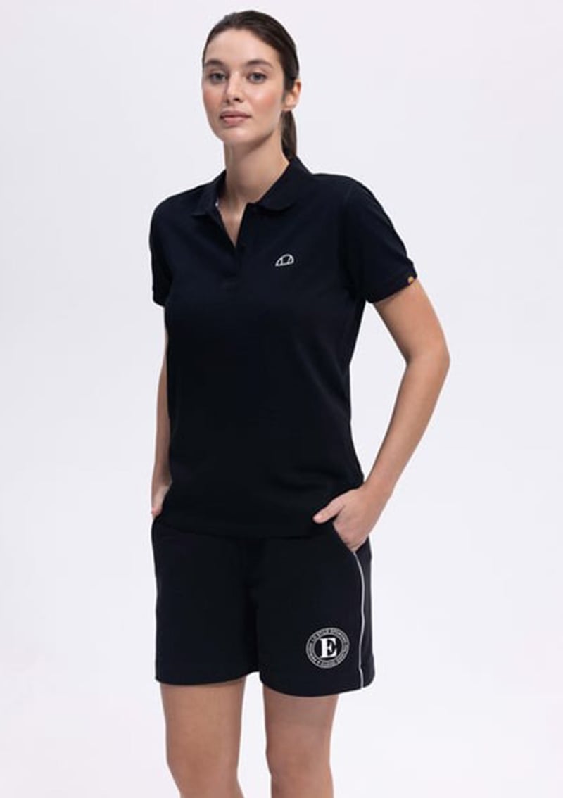 Ef393 Kadın Siyah Polo Yaka T-shirt