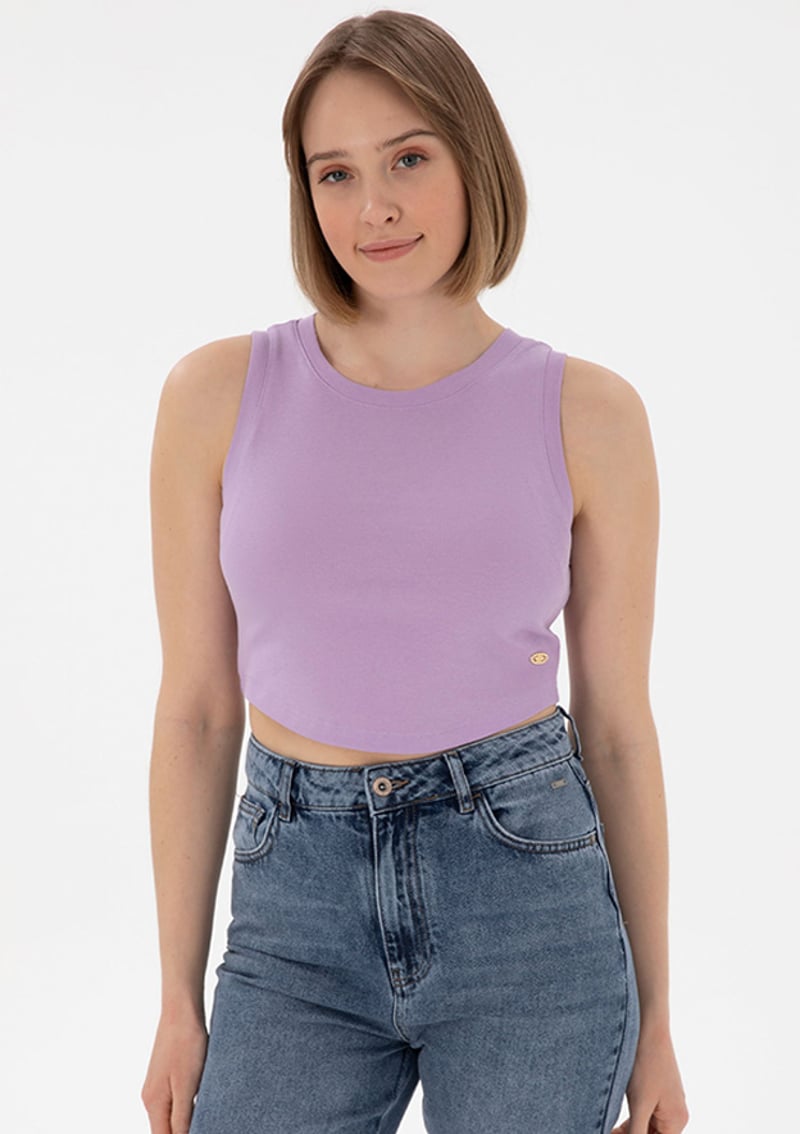 T117052365.2169943 Kadın Mor Basic T-shirt