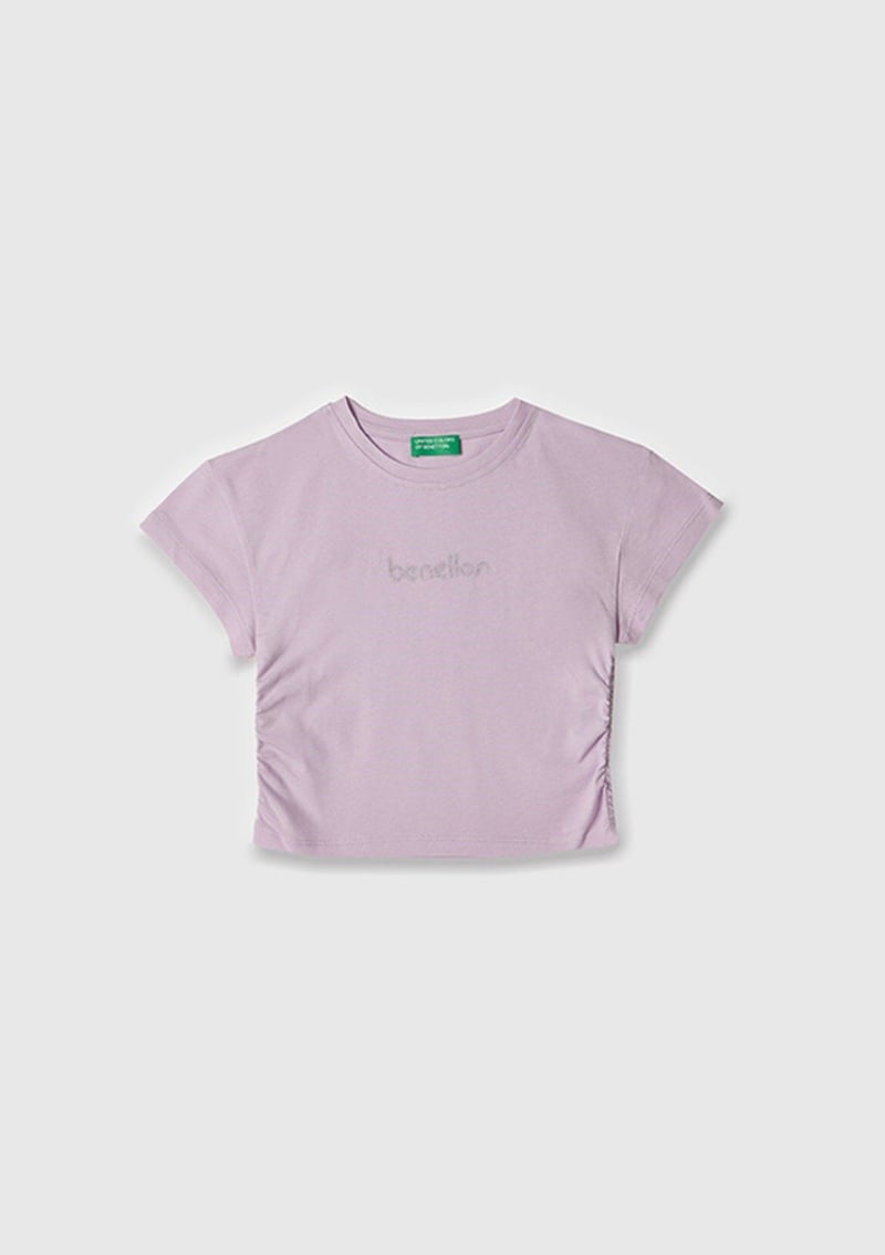 17506 Kız Çocuk Mor Basic T-shirt