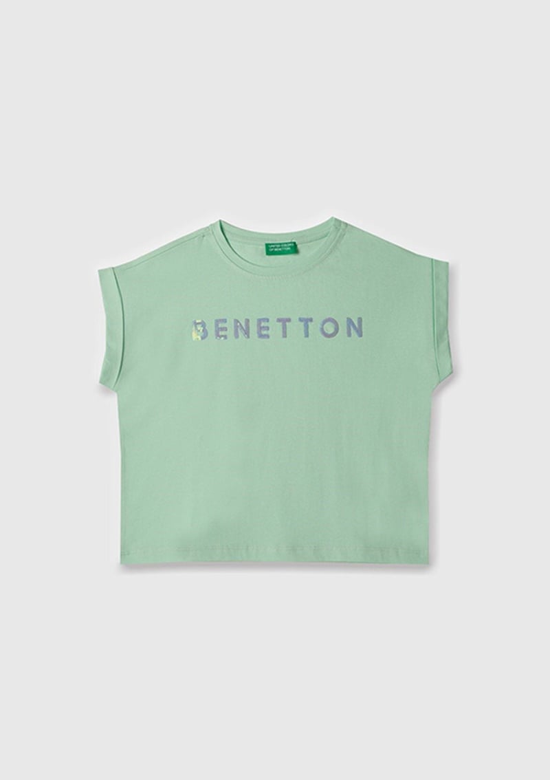 17075 Kız Çocuk Yeşil Basic T-shirt