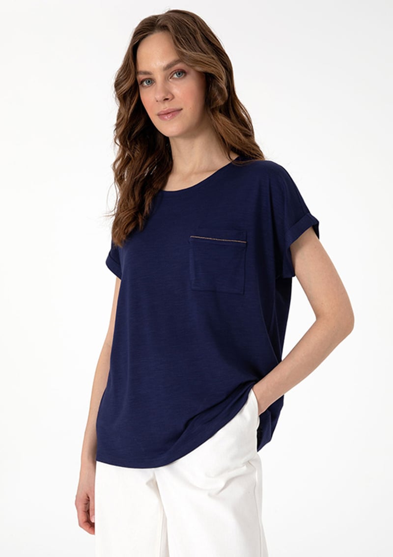 T117057996.2122126 Kadın Lacivert Regular T-shirt
