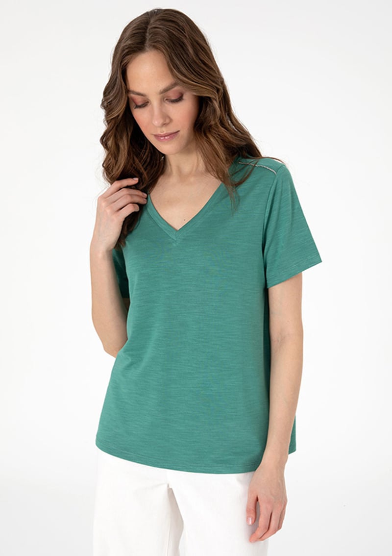 T117058020.2122111 Kadın Yeşil Regular T-shirt