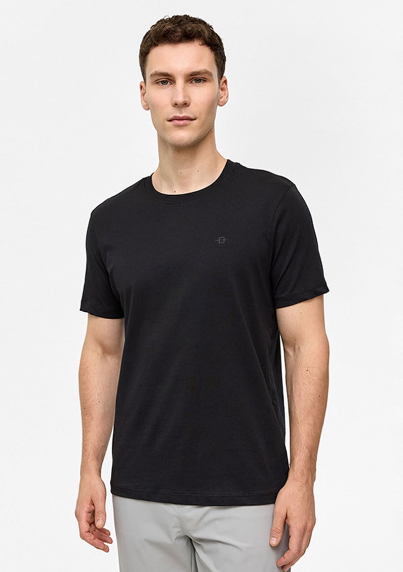 B34T10007 Erkek Siyah Bisiklet Yaka T-shirt