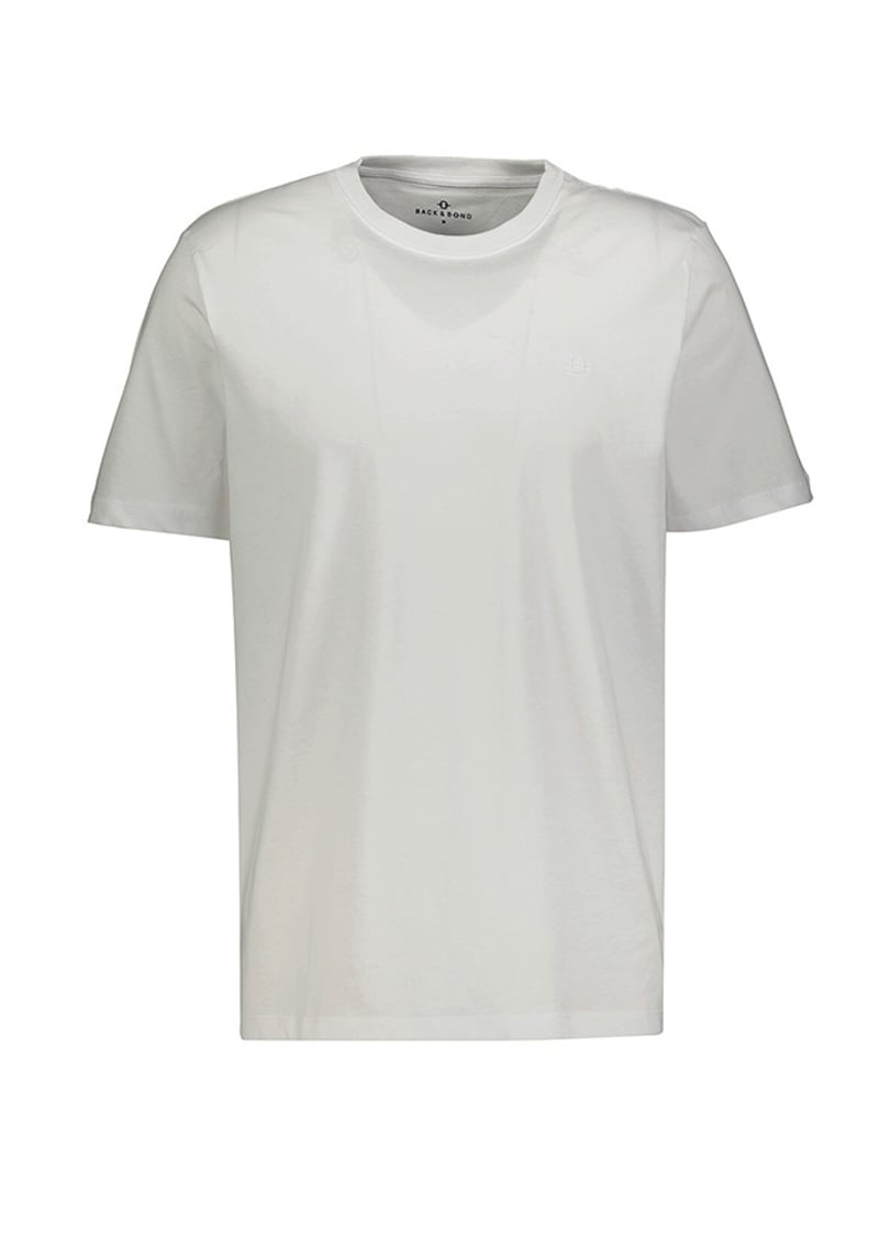 B34T10007 Erkek Beyaz Bisiklet Yaka T-shirt