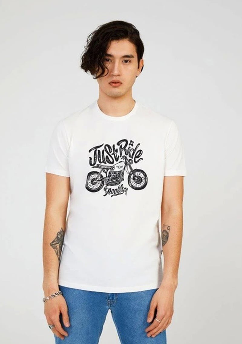 Tc7121 Erkek Beyaz Baskılı T-shirt