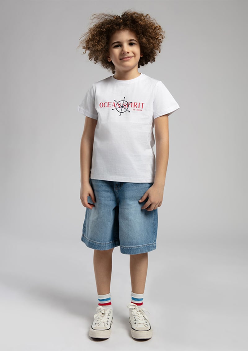252 Lcb 242007 Erkek Çocuk Beyaz O Yaka T-shirt