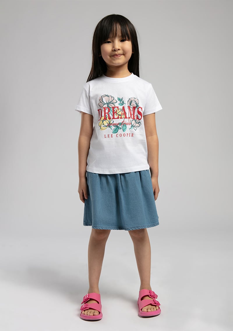 252 Lcg 242005 Kız Çocuk Beyaz Baskılı T-shirt