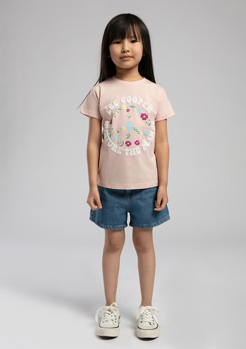 252 Lcg 242001 Kız Çocuk Pembe Baskılı T-shirt