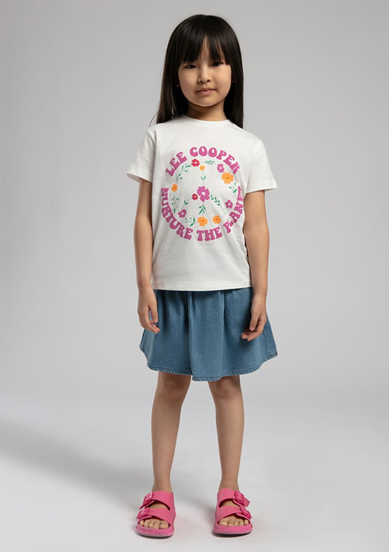 252 Lcg 242001 Kız Çocuk Beyaz Baskılı T-shirt