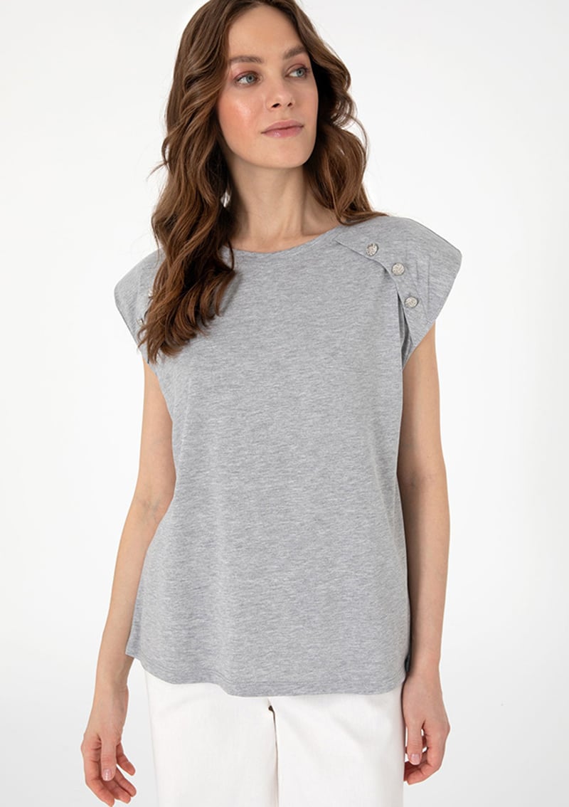 T117057639.2122200 Kadın Gri Regular T-shirt
