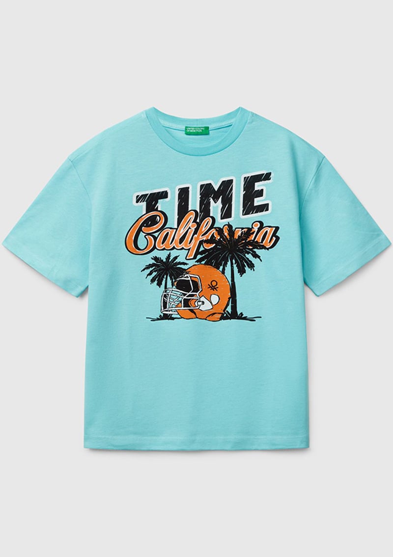 3I1Xc10O4-25Y Erkek Çocuk Mavi Baskılı T-shirt