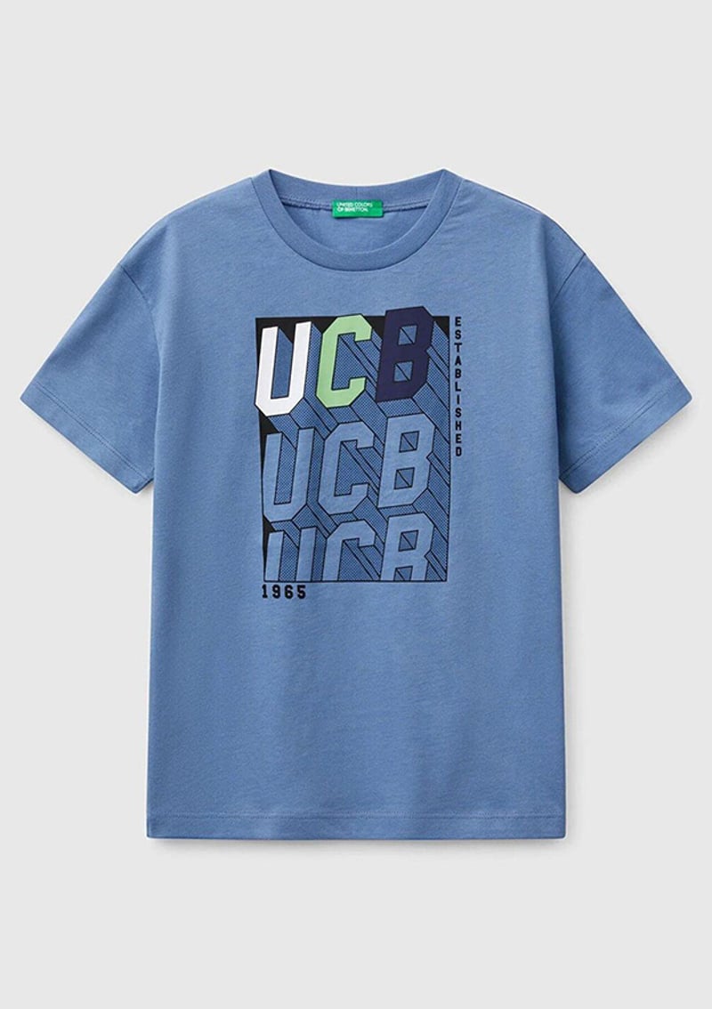 3I1Xc10N3-25Y Erkek Çocuk Mavi Baskılı T-shirt