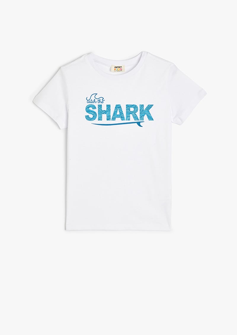 5Skb10135Tk Erkek Çocuk Beyaz Baskılı T-shirt