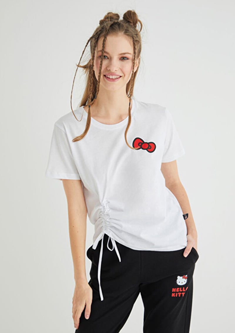 Roz-02 Kadın Beyaz Baskılı T-shirt