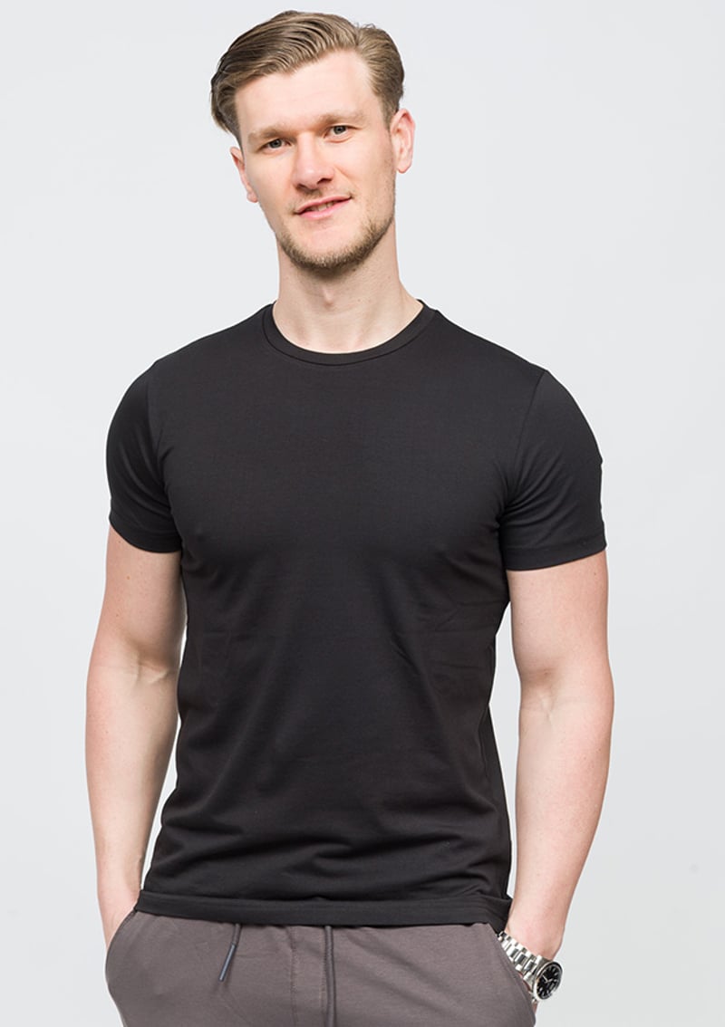 25Yjeeo04142 Erkek Siyah Bisiklet Yaka T-shirt
