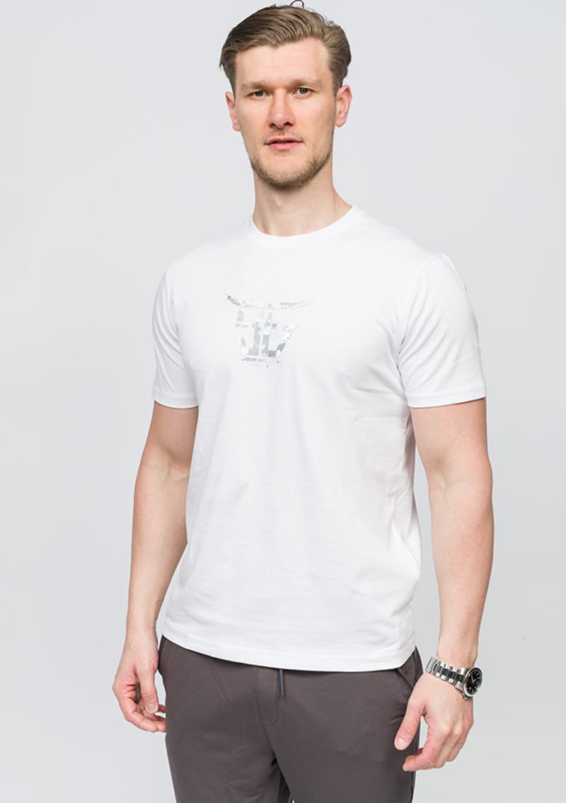 25Yjeeo04160 Erkek Beyaz Bisiklet Yaka T-shirt