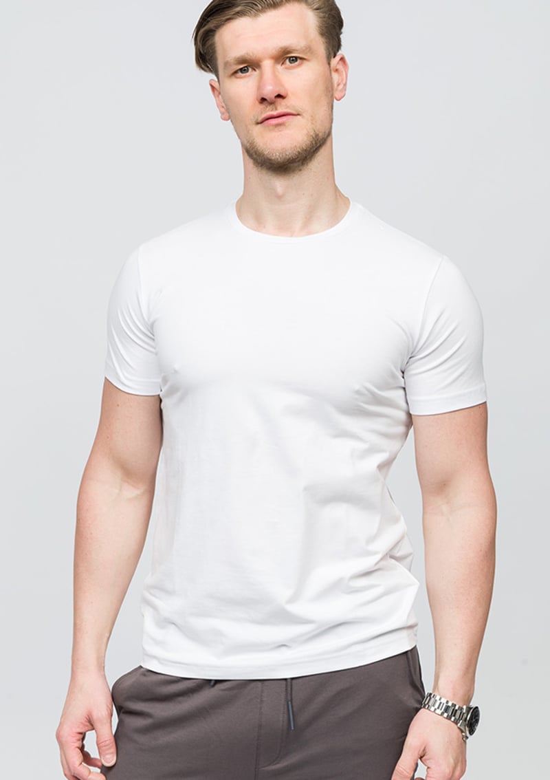 25Yjeeo04142 Erkek Beyaz Bisiklet Yaka T-shirt