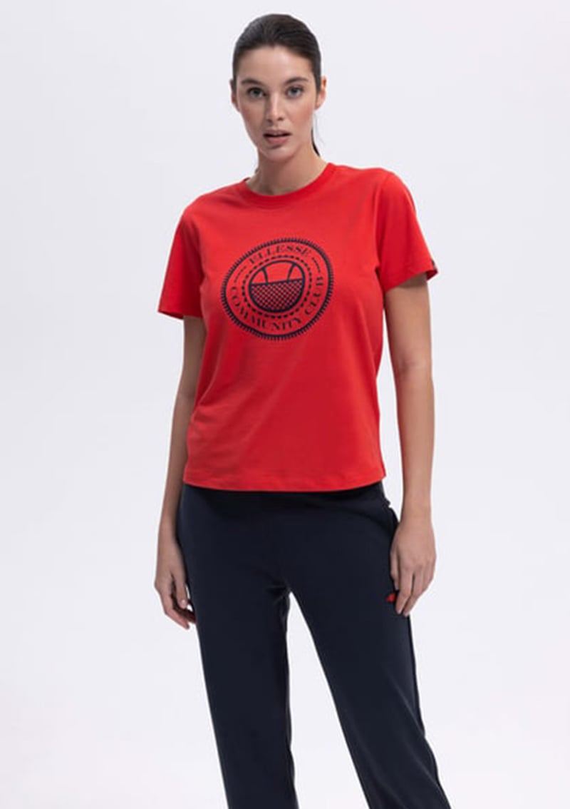 Ef444 Kadın Kırmızı Baskılı T-shirt