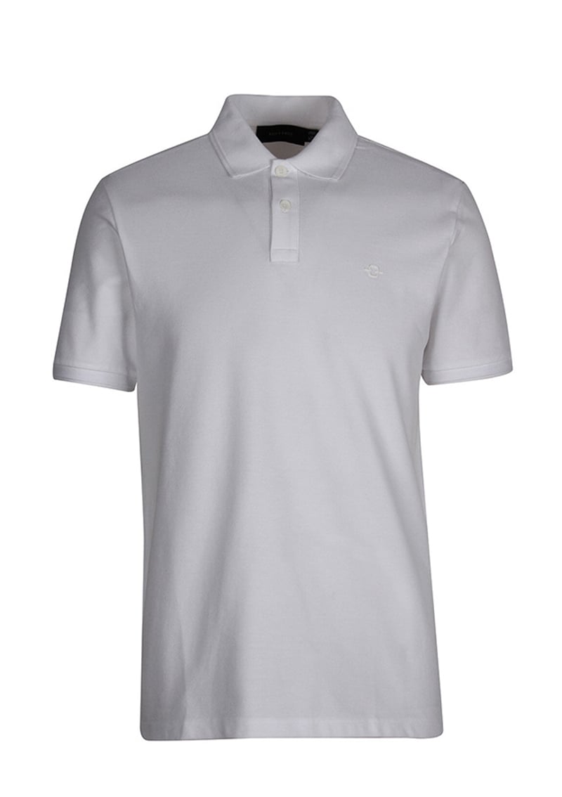 B34S10003 Erkek Beyaz Polo Yaka T-shirt