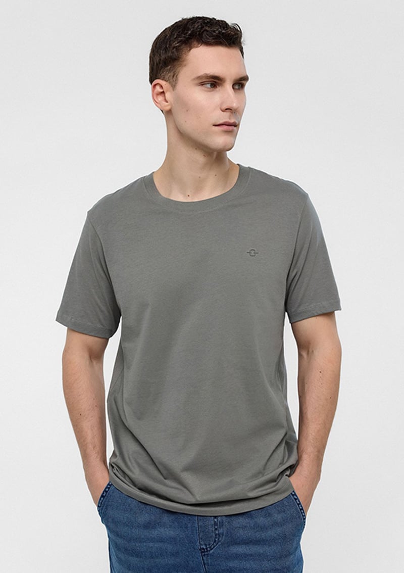 B34S10004 Erkek Gri Bisiklet Yaka T-shirt