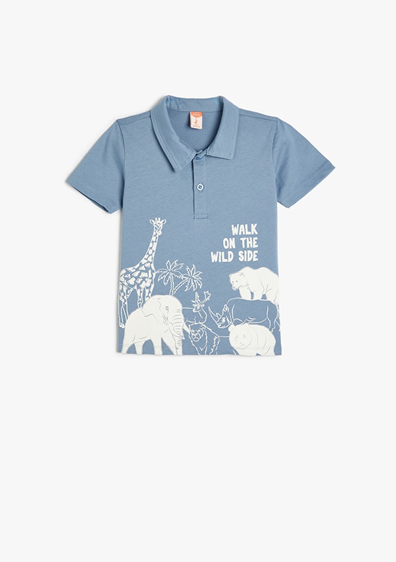 5Smb10077Tk Erkek Bebek Mavi Polo Yaka T-shirt