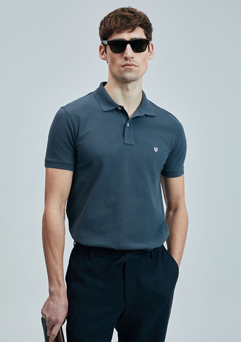 111040206 Erkek Antrasit Polo Yaka T-shirt