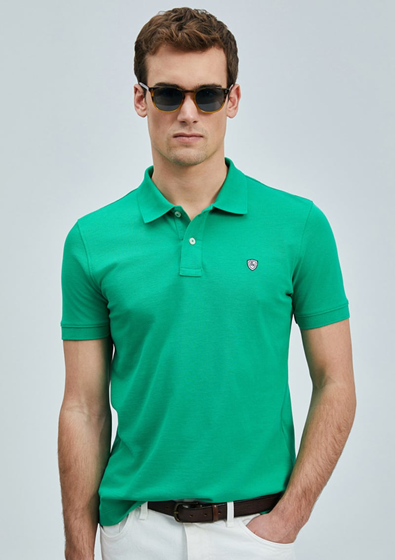 111040206 Erkek Yeşil Polo Yaka T-shirt
