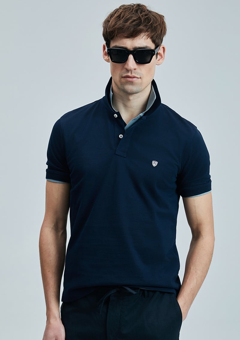 111040206 Erkek Lacivert Polo Yaka T-shirt