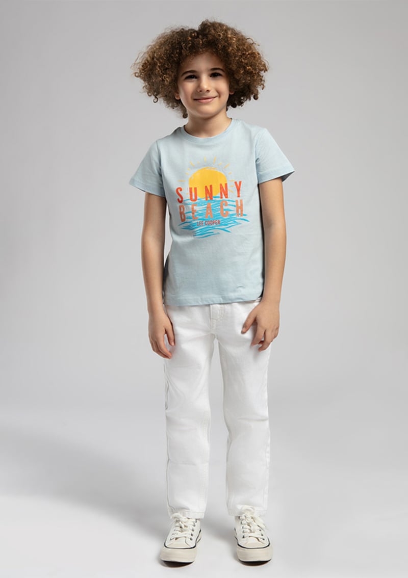 252 Lcb 242005 Erkek Çocuk Mavi Baskılı T-shirt