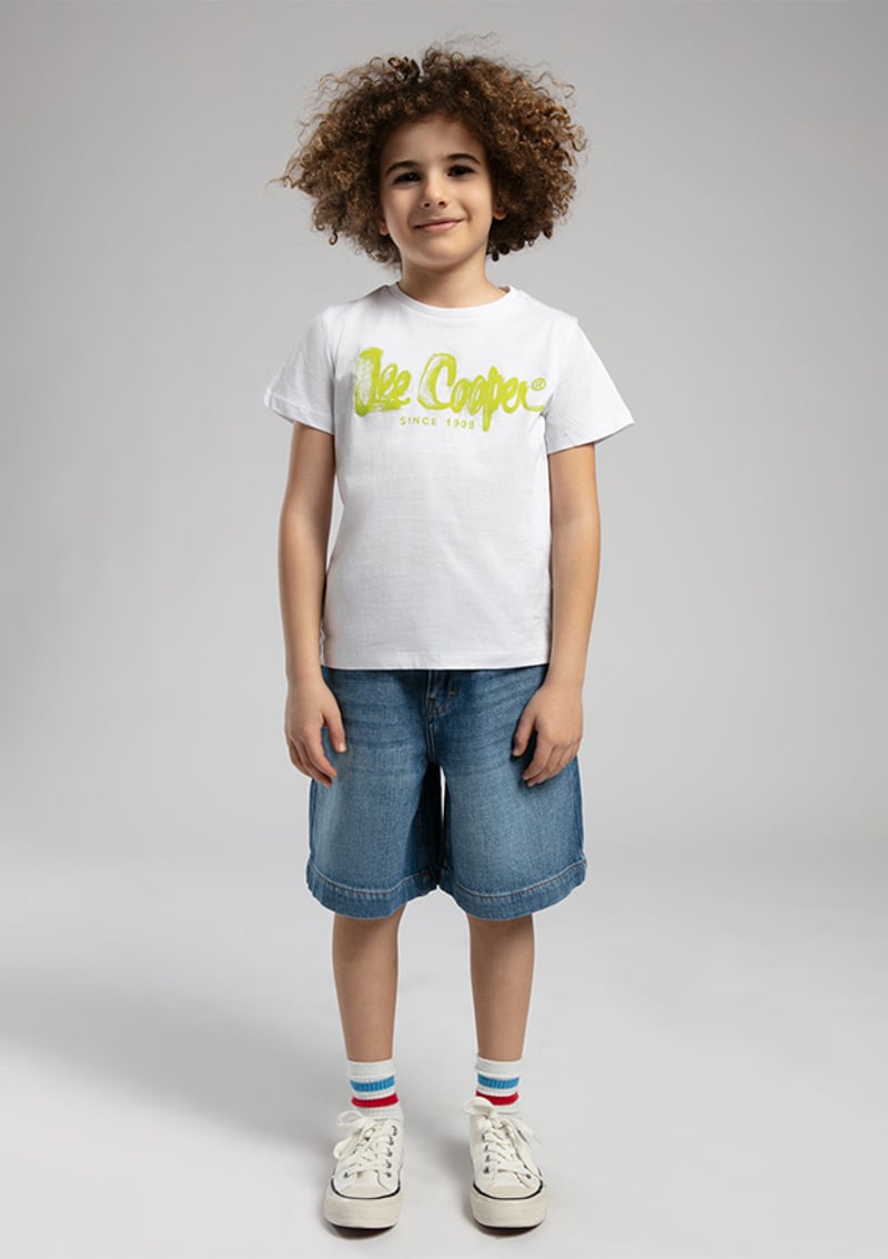 252 Lcb 242002 Erkek Çocuk Beyaz Baskılı T-shirt