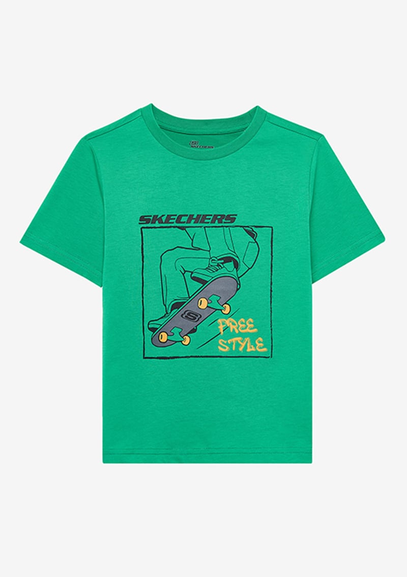 Sk2510112-300 Erkek Çocuk Yeşil Baskılı T-shirt