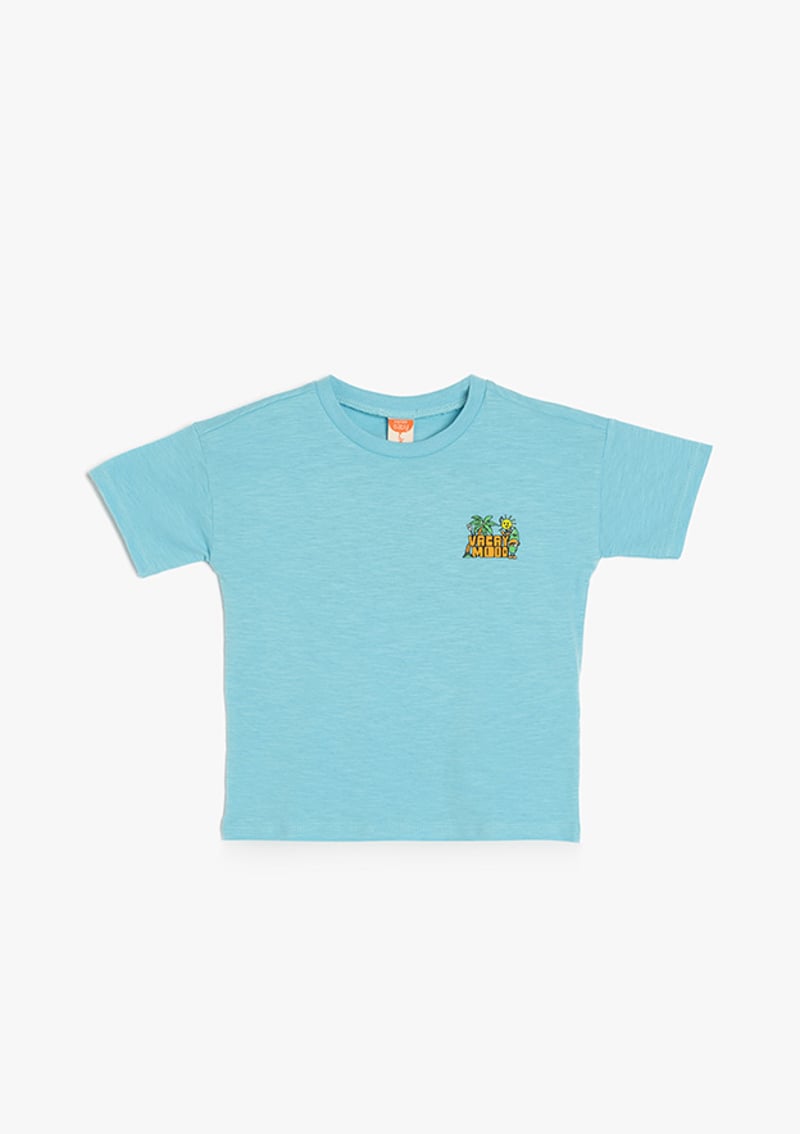 5Smb10016Tk Erkek Bebek Mavi Bisiklet Yaka T-shirt