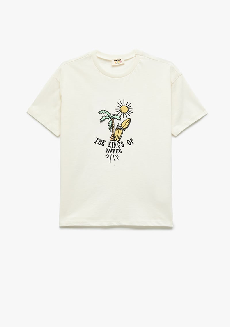 5Skb10123Tk Erkek Çocuk Beyaz Bisiklet Yaka T-shirt