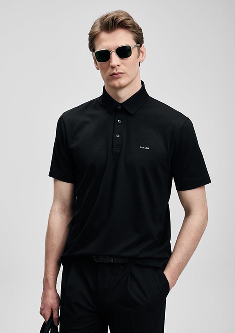 111040234 Erkek Siyah Polo Yaka T-shirt