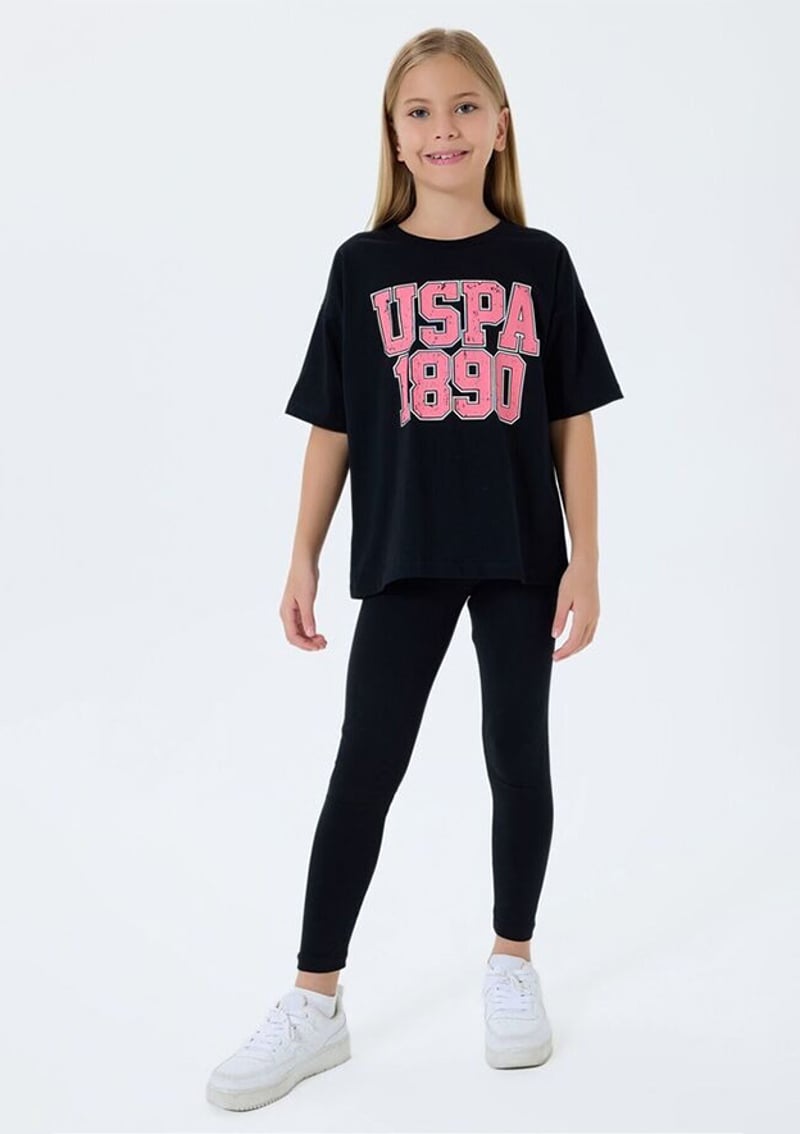 Us2523-4 Kız Çocuk Siyah T-shirt