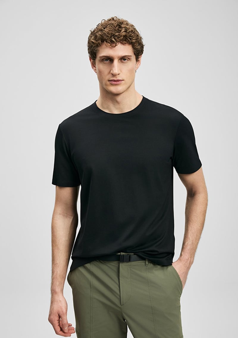 111020323 Erkek Siyah Bisiklet Yaka T-shirt