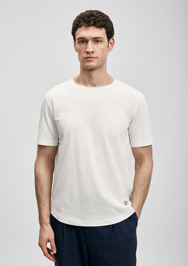 111020312 Erkek Beyaz Baskılı T-shirt
