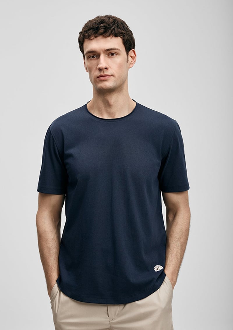 111020312 Erkek Lacivert Baskılı T-shirt