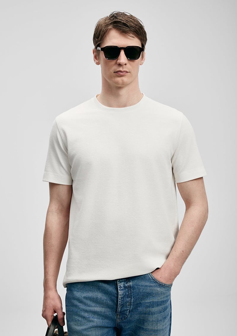 111020311 Erkek Beyaz Baskılı T-shirt